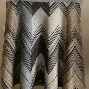 M Missoni mini Chevron print skirt knit fabric with silver sparkle threads
